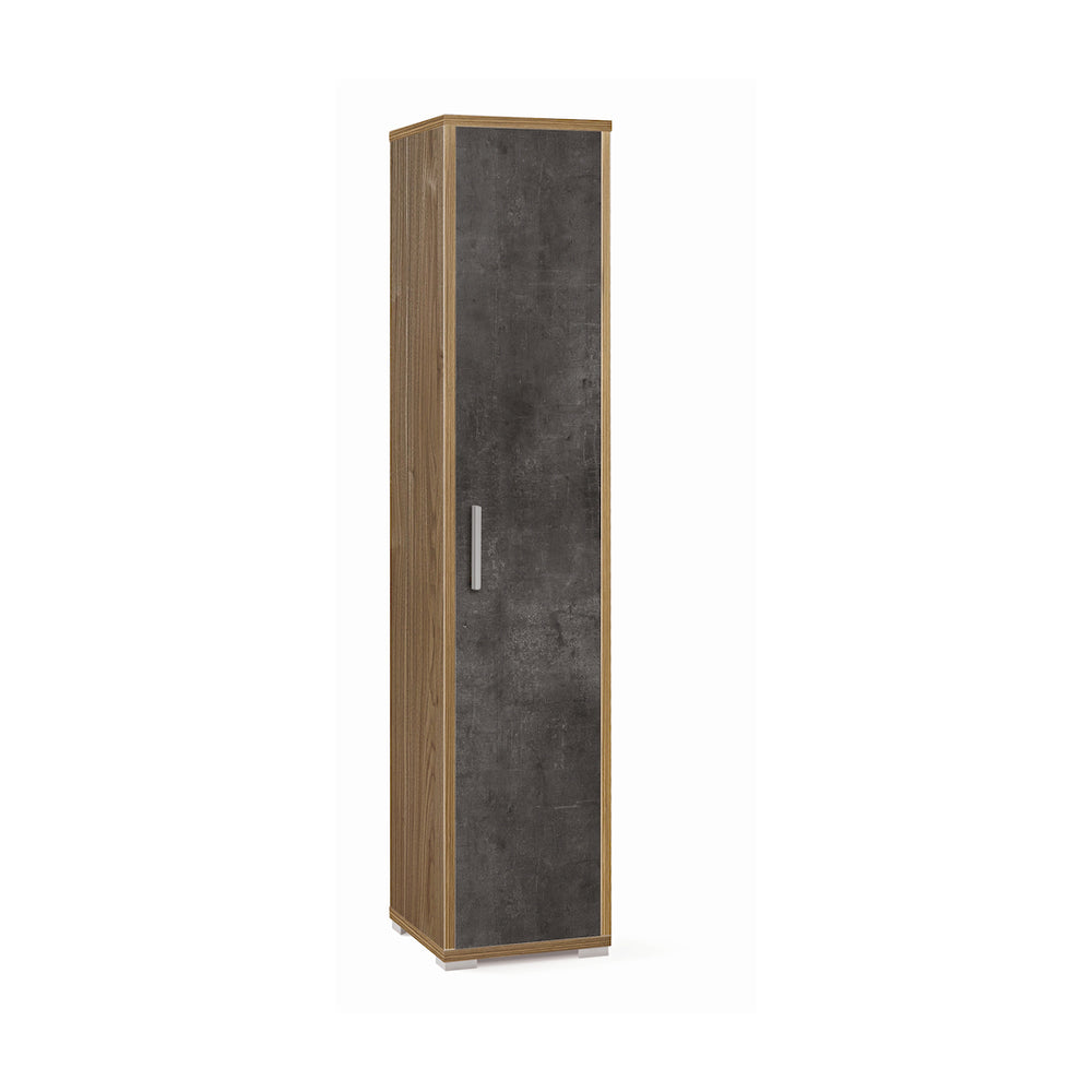 foto del prodotto armadio mobile colonna 1 anta 39x41x182h cm in kit colore noce stelvio e ossido nero