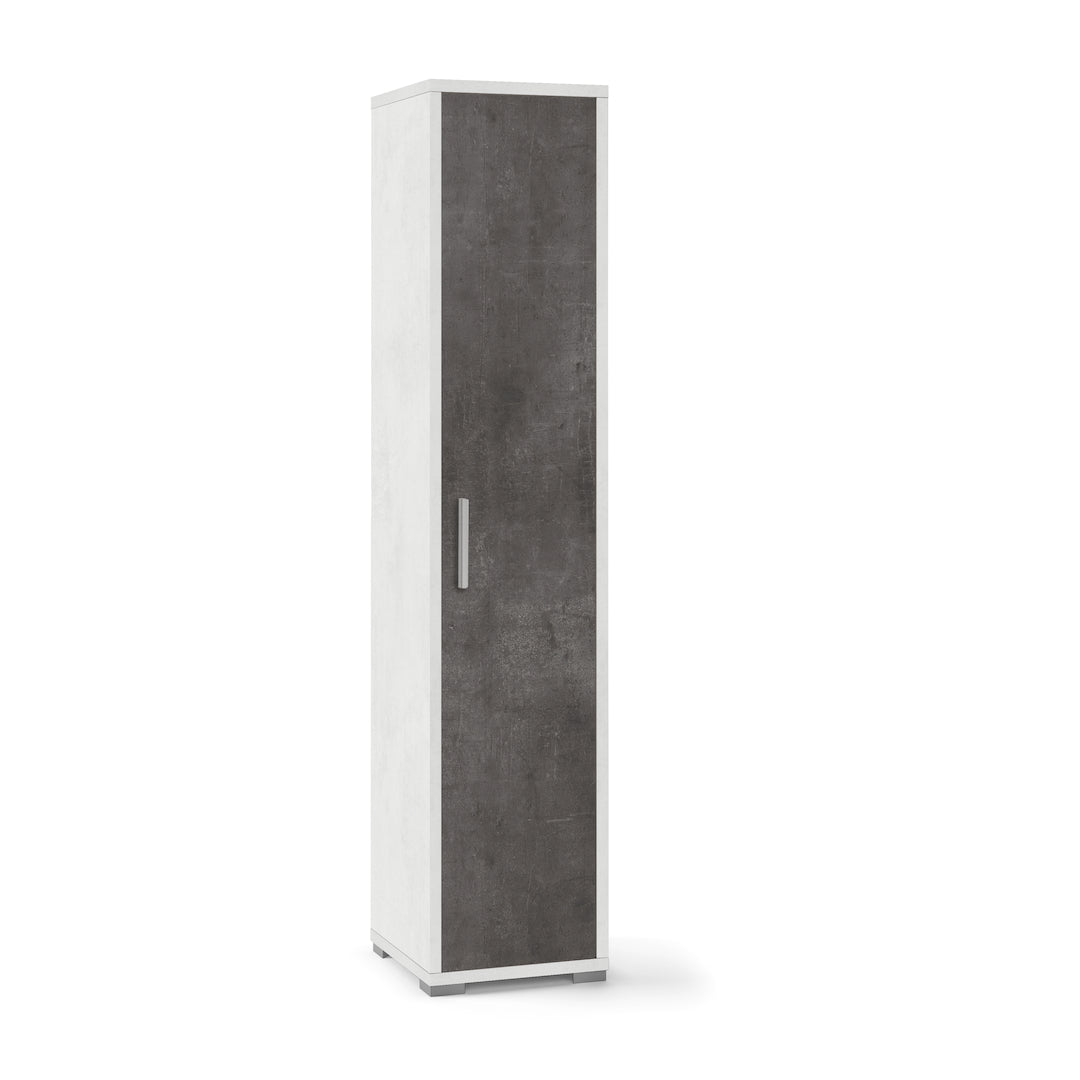 foto del prodotto armadio mobile colonna 1 anta 39x41x182h cm in kit colore ossido bianco e ossido nero
