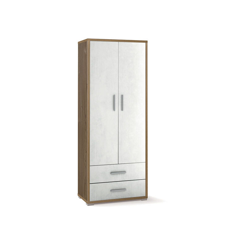 foto del prodotto armadio mobile multiuso noce con 2 cassetti e 4 ripiani.