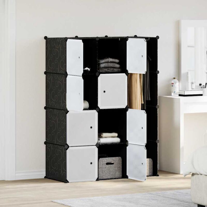 foto del prodotto armadio modulare con 9 scomparti 109x36,5x143 cm nero e bianco vidaxl