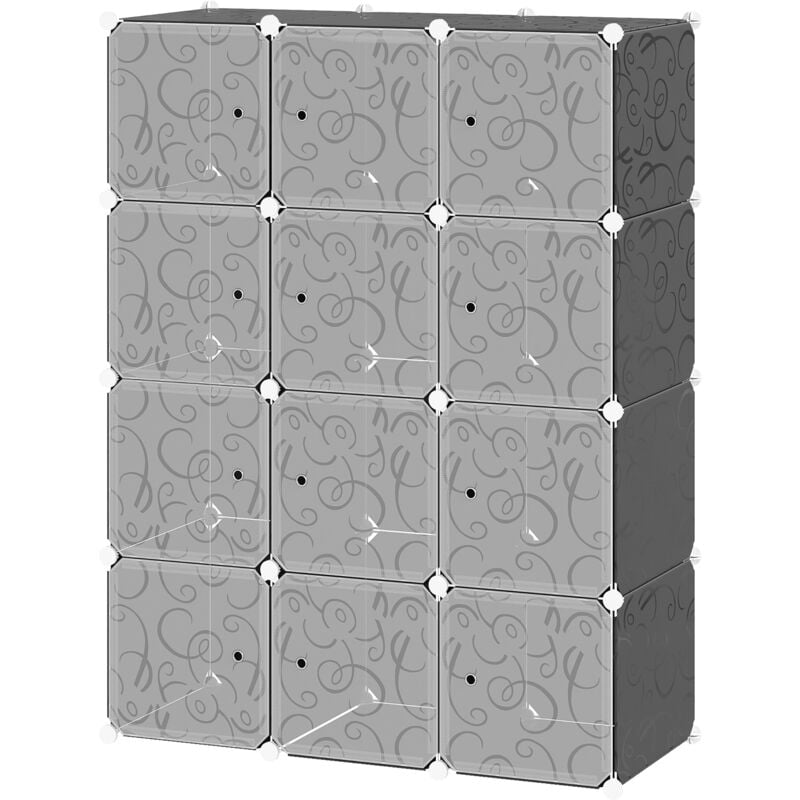 foto del prodotto armadio modulare cubi salvaspazio, bianco e nero 111 x 47 x 145 cm homcom