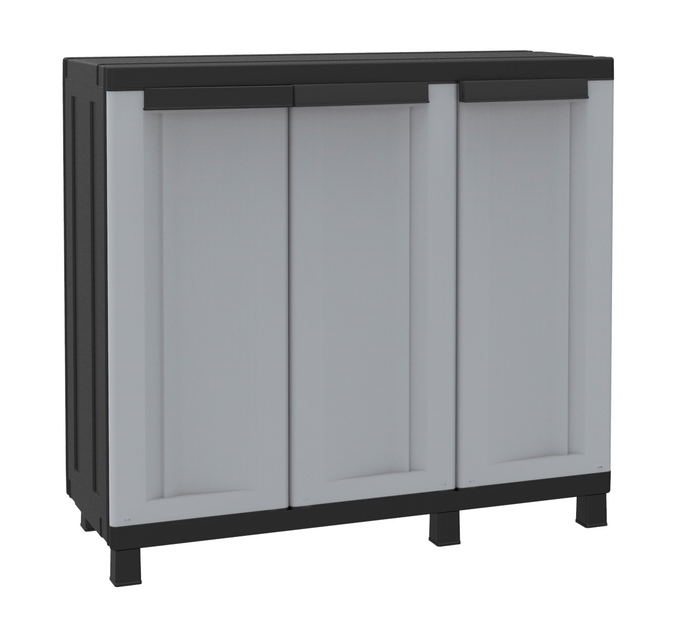 foto del prodotto armadio modulare da esterno 102x39x91,5 cm 3 ante 1 ripiano in polipropilene twist grigio e nero