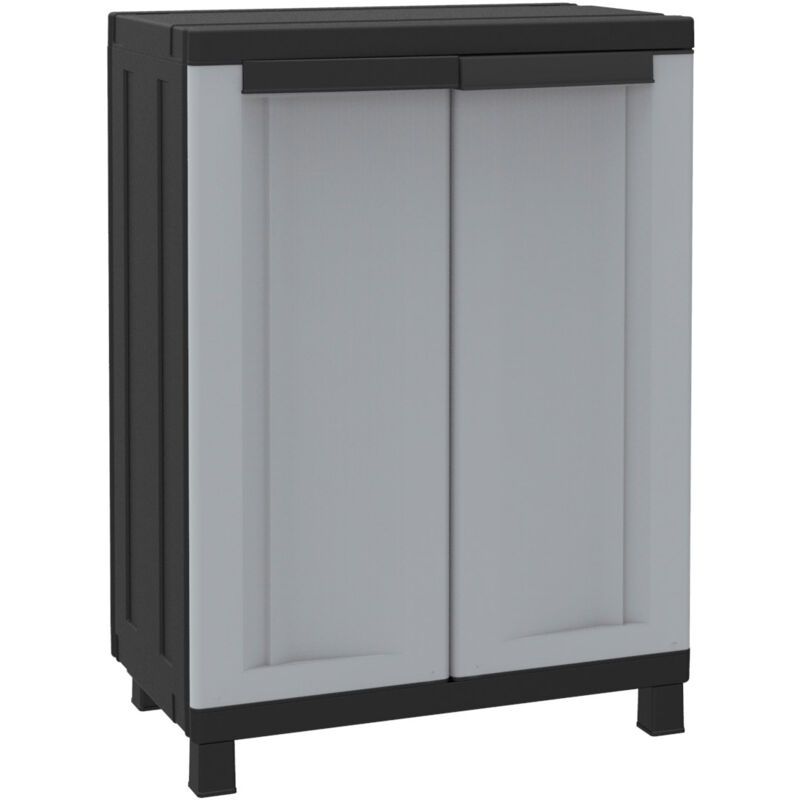 foto del prodotto armadio modulare da esterno 68x39x91,5 cm 2 ante 1 ripiano in polipropilene twist grigio e nero