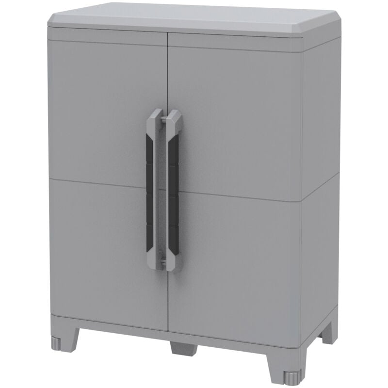 foto del prodotto armadio modulare da esterno 78x43,6x101,6 cm 2 ante 1 ripiano in polipropilene transforming grigio e nero