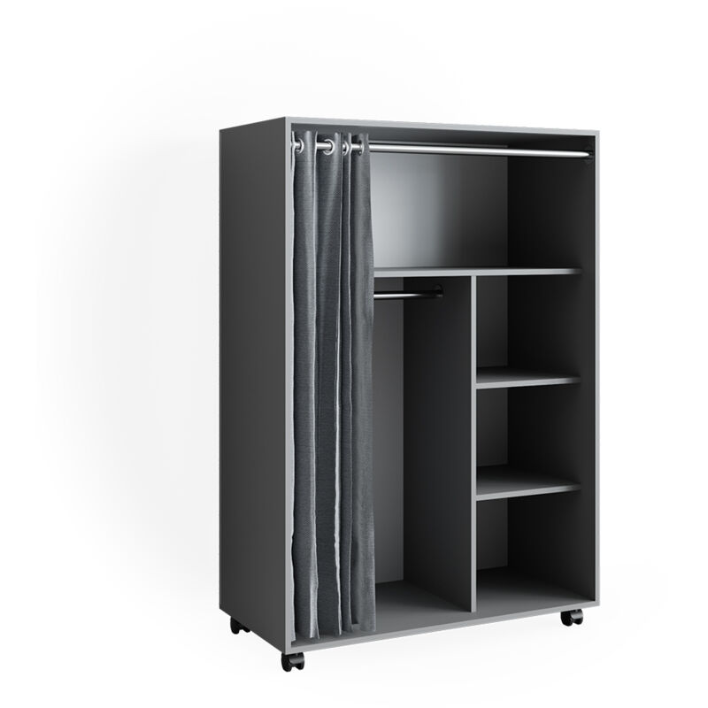 foto del prodotto armadio multifunzione doros, grigio, 100 x 146.6 cm aperto, su rotelle, vicco