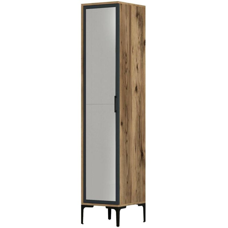 foto del prodotto armadio multiuso 1 anta asfodelo, mobile multifunzionale, mobiletto scarpiera, guardaroba porta scarpe, 40x201h48 cm, noce e antracite dmora