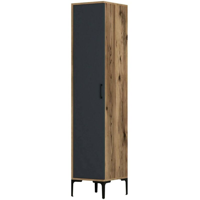 foto del prodotto armadio multiuso 1 anta mekbuda, mobile multifunzionale, mobiletto scarpiera, guardaroba porta scarpe, 40x201h48 cm, noce e antracite, con imballo