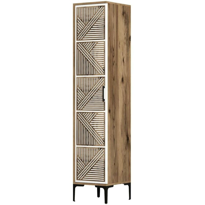 foto del prodotto armadio multiuso 1 anta mekbuda, mobile multifunzionale, mobiletto scarpiera, guardaroba porta scarpe, 48x40h201 cm, noce e bianco, con imballo