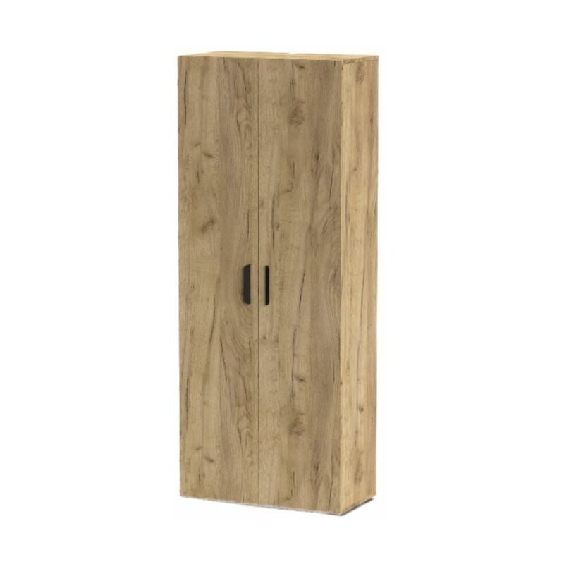 foto del prodotto armadio multiuso 2 ante 7 ripiani 70 x 36 x 177h cm in legno colore rovere quercia linea london