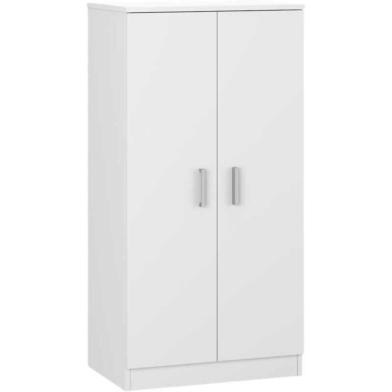 foto del prodotto armadio multiuso 2 ante akimera, mobile ausiliario, mobile basso porta scarpe con 6 ripiani, scarpiera moderna, 55x36h108 cm, bianco - dmora