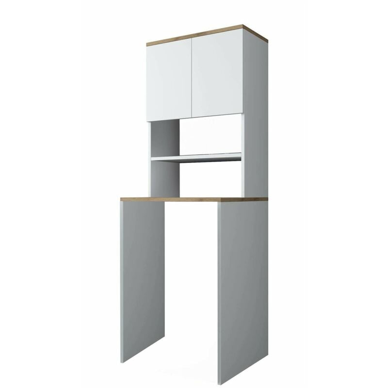 foto del prodotto armadio multiuso 2 ante bellona, mobile multifunzionale, mobiletto scarpiera, guardaroba porta scarpe, 65x60h184 cm, bianco e noce, con imballo