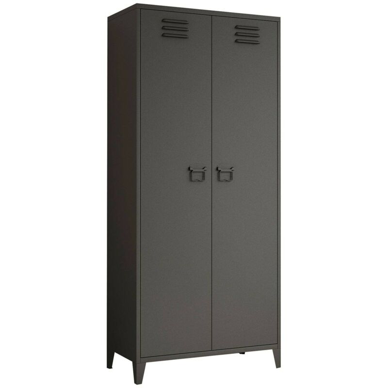 foto del prodotto armadio multiuso 2 ante pera, mobile multifunzionale, mobiletto scarpiera, guardaroba porta scarpe, 80x30 h180 cm, ardesia dmora