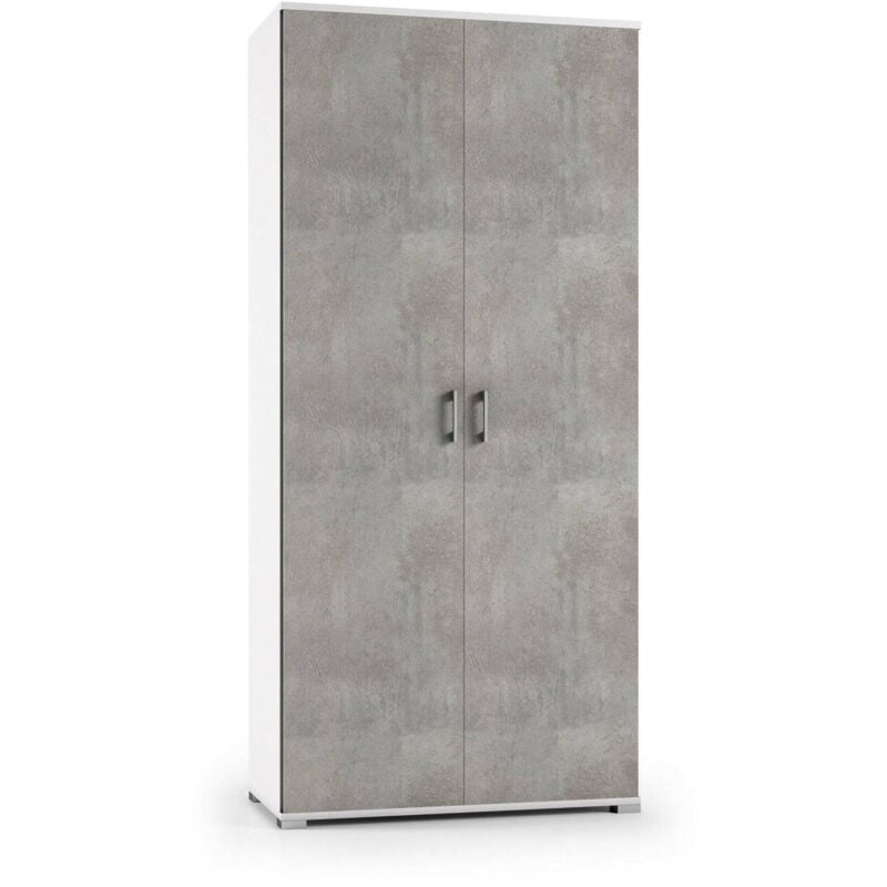 foto del prodotto armadio multiuso aliosha, mobile lineare a 2 ante battenti, guardaroba a 4 ripiani regolabili, scarpiera moderna, 100 made in italy, 90x45h195 cm,