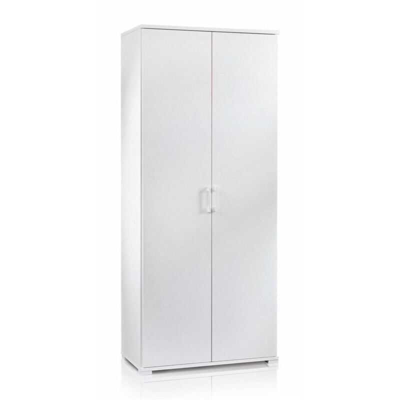 foto del prodotto armadio multiuso alisso, mobile lineare a 2 ante battenti, guardaroba a 4 ripiani regolabili, scarpiera moderna, 100 made in italy, cm 90x45h195,
