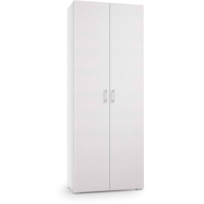 foto del prodotto armadio multiuso angy, mobile lineare a 2 ante battenti, guardaroba a 6 ripiani, scarpiera moderna, 100 made in italy, 72x37h195 cm, bianco dmora