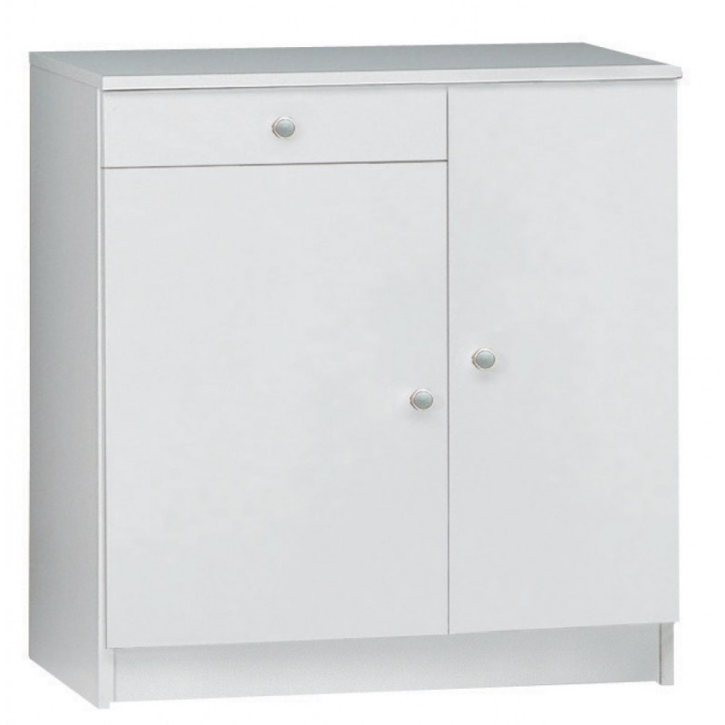 foto del prodotto armadio multiuso basso due ante un cassetto bianco 77x34x h80 cm