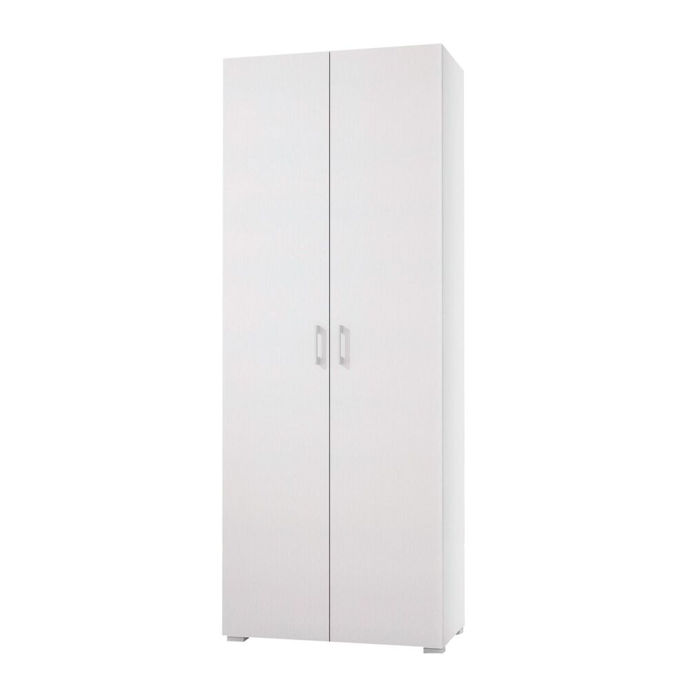 foto del prodotto armadio multiuso con 2 ante 1 cassetto e 6 ripiani interni bianco ante bianco