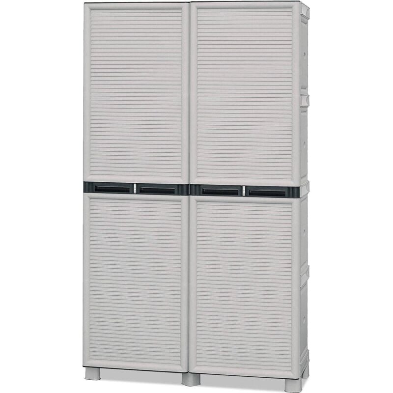 foto del prodotto armadio multiuso da esterno o interno, mobile a 2 ante e 3 ripiani in polipropilene, 100% made in italy, cm 100x39h172, colore grigio chiaro, con imballo rinforzato - dmora