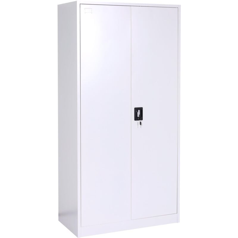 foto del prodotto armadio multiuso da ufficio armadio sei ripiani appendiabiti e armadietto con serratura 185x90x45 cm in metallo grigio 040006414