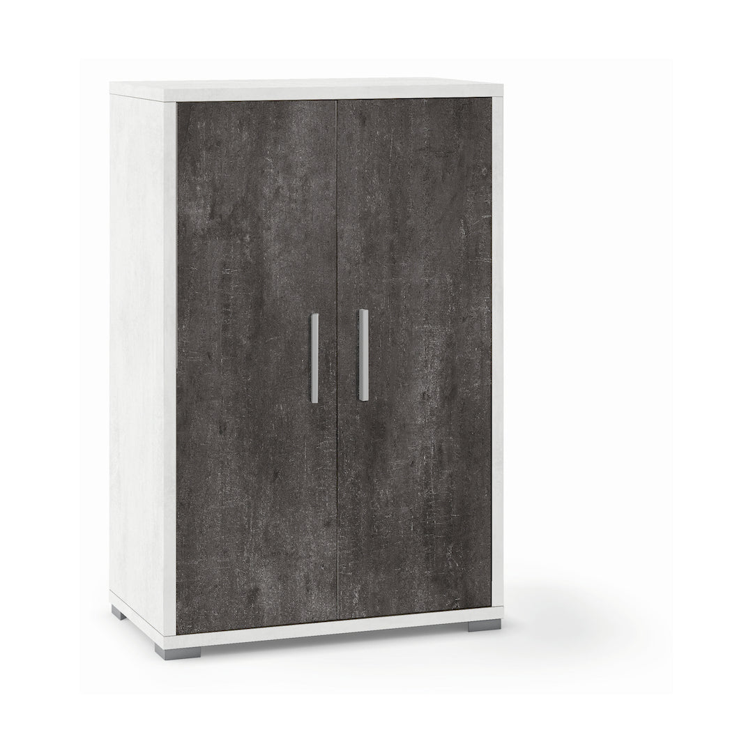 foto del prodotto armadio multiuso due ante 71x41x h110cm in kit colore ossido bianco e ossido nero