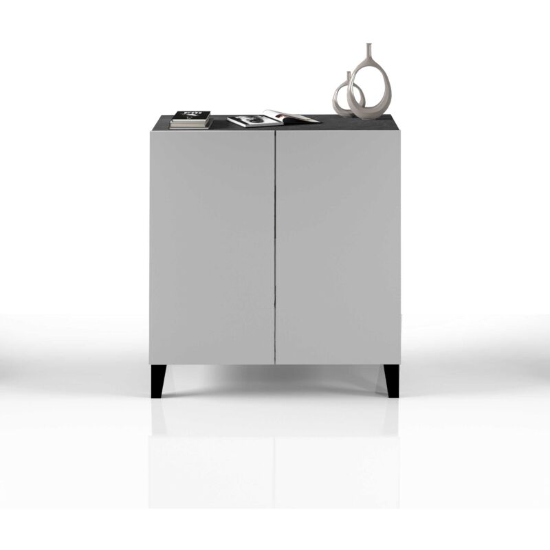 foto del prodotto armadio multiuso easy 2 ante e 2 vani 79,20x38x92,5 cm con piedini in legno armadio camera da letto, studio e ufficio colore report e bianco opaco