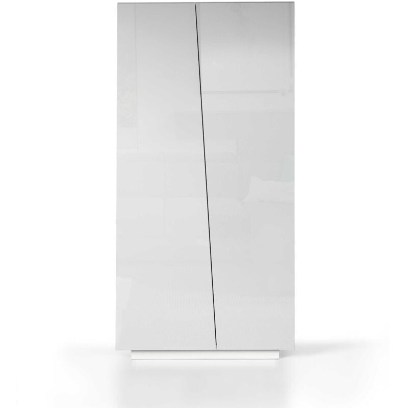 foto del prodotto armadio multiuso easy 2 ante e 4 vani 79,20x38x166 cm - armadio camera da letto, studio e ufficio colore bianco lucido - armadio salvaspazio multiuso