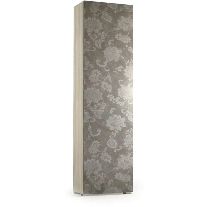 foto del prodotto armadio multiuso fiordaliso, mobile lineare a 1 anta e 7 ripiani, colonna da ingresso o bagno, scarpiera moderna, 100 made in italy, cm 50x30h182,