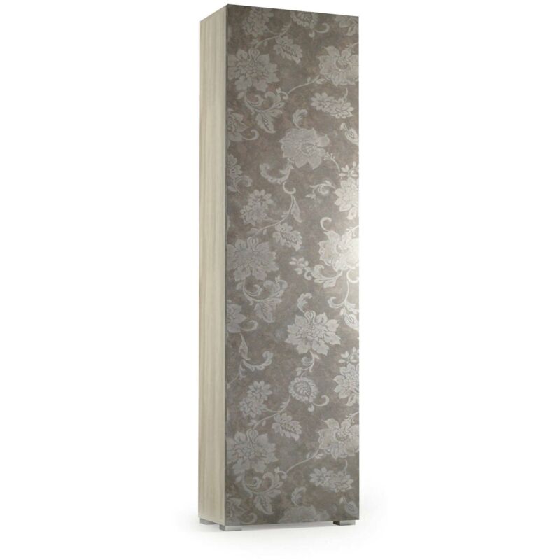 foto del prodotto armadio multiuso fiordaliso, mobile lineare a 1 anta e 7 ripiani, colonna da ingresso o bagno, scarpiera moderna, 100 made in italy, cm 50x30h182,