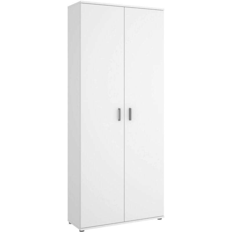 foto del prodotto armadio multiuso forcola, mobile multifunzione portascope, guardaroba a 2 ante, 78x35h190 cm, bianco, con imballo rinforzato dmora