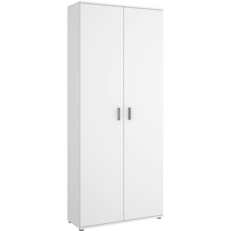 foto del prodotto armadio multiuso forcola, mobile multifunzione portascope, guardaroba a 2 ante, 78x35h190 cm, bianco, con imballo rinforzato dmora
