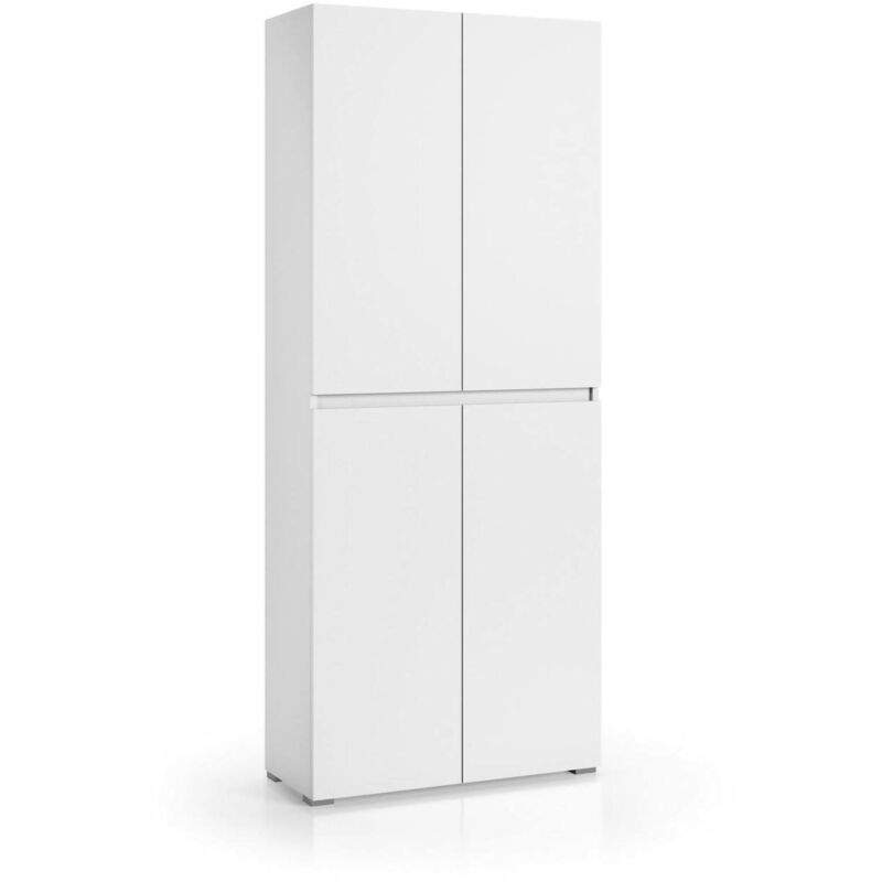 foto del prodotto armadio multiuso grande arro, scarpiera con ripiani regolabili, mobile porta scarpe a 4 ante, 100 made in italy, 80x37h195 cm, bianco dmora