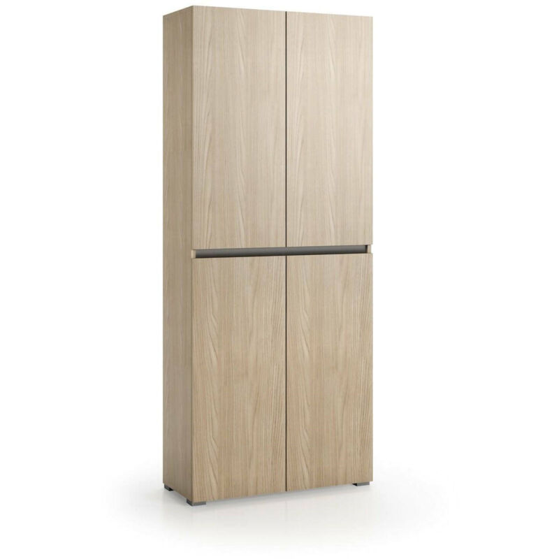 foto del prodotto armadio multiuso grande arro, scarpiera con ripiani regolabili, mobile porta scarpe a 4 ante, 100 made in italy, 80x37h195 cm, olmo dmora