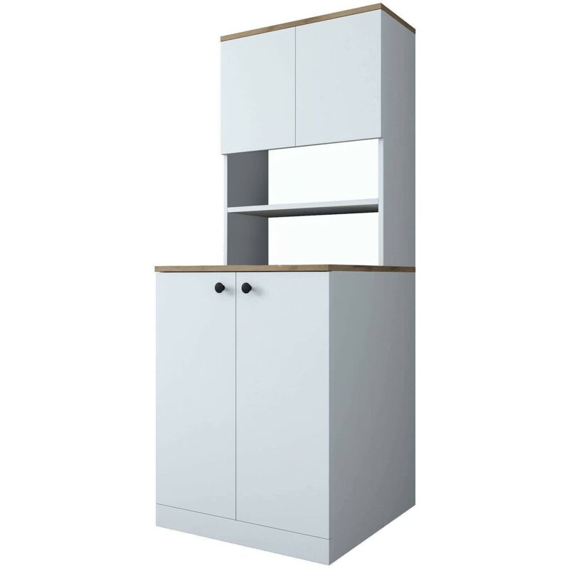foto del prodotto armadio multiuso grande marty, mobile multifunzionale, mobiletto scarpiera, guardaroba porta scarpe, 70x73h184 cm, bianco e noce dmora
