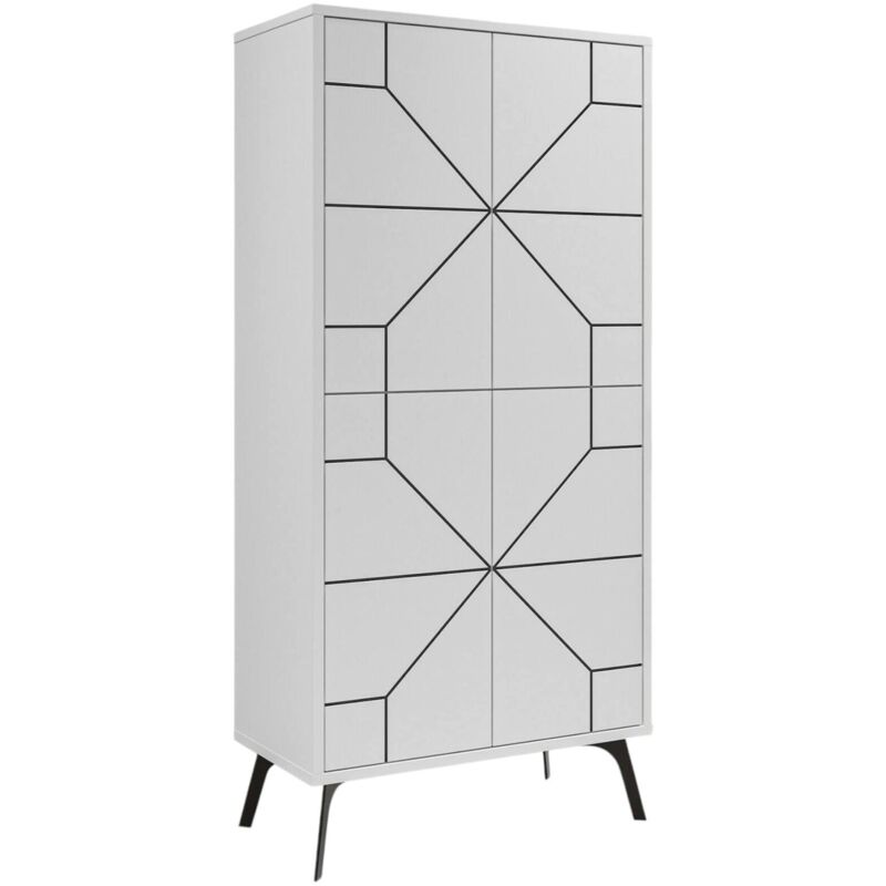 foto del prodotto armadio multiuso grande muhlifain, mobile multifunzionale, mobiletto scarpiera, guardaroba porta scarpe, 63x36 h136 cm, bianco dmora