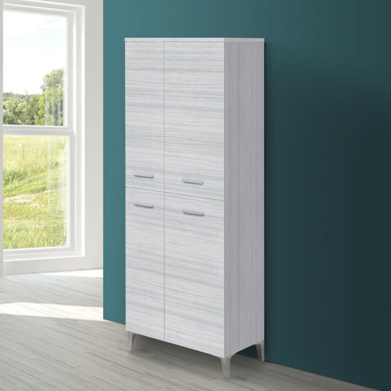 foto del prodotto armadio multiuso grigio 153,5 cm con ante e ripiani regolabili desya