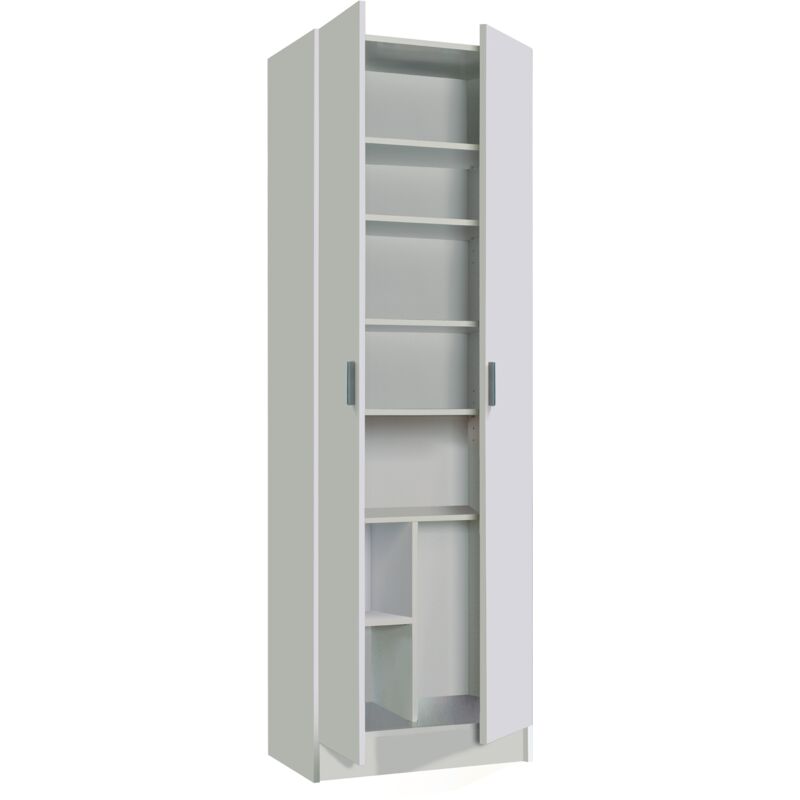 foto del prodotto armadio multiuso, mobile ausiliario a 2 ante, guardaroba portascarpe moderno, scarpiera verticale, cm 59x37h180, bianco