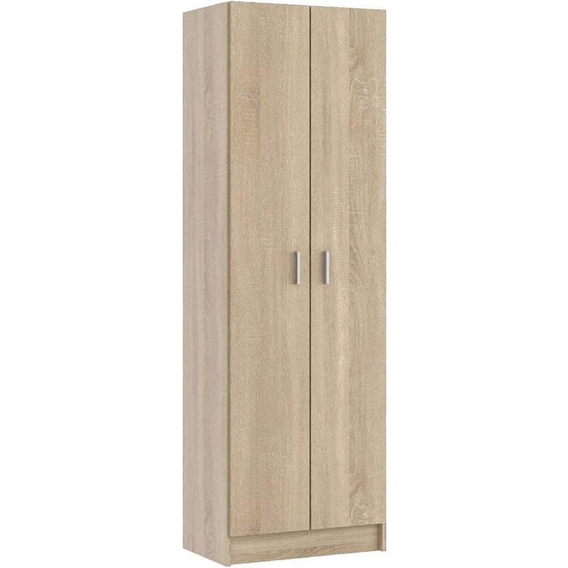 foto del prodotto armadio multiuso portsmouth, mobile ausiliario a 2 ante, guardaroba portascarpe moderno, scarpiera verticale, cm 59x37h180, rovere, con imballo