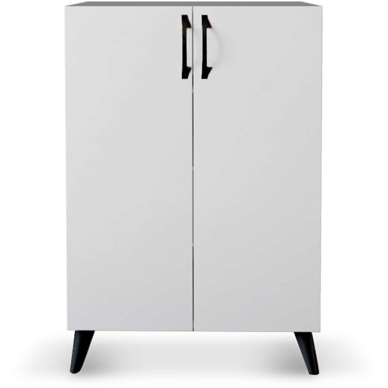 foto del prodotto armadio multiuso scarpiera catter house rodas bianco 60x33x87 cm con 2 porte e 3 ripiani di altezza regolabile, colore bianco