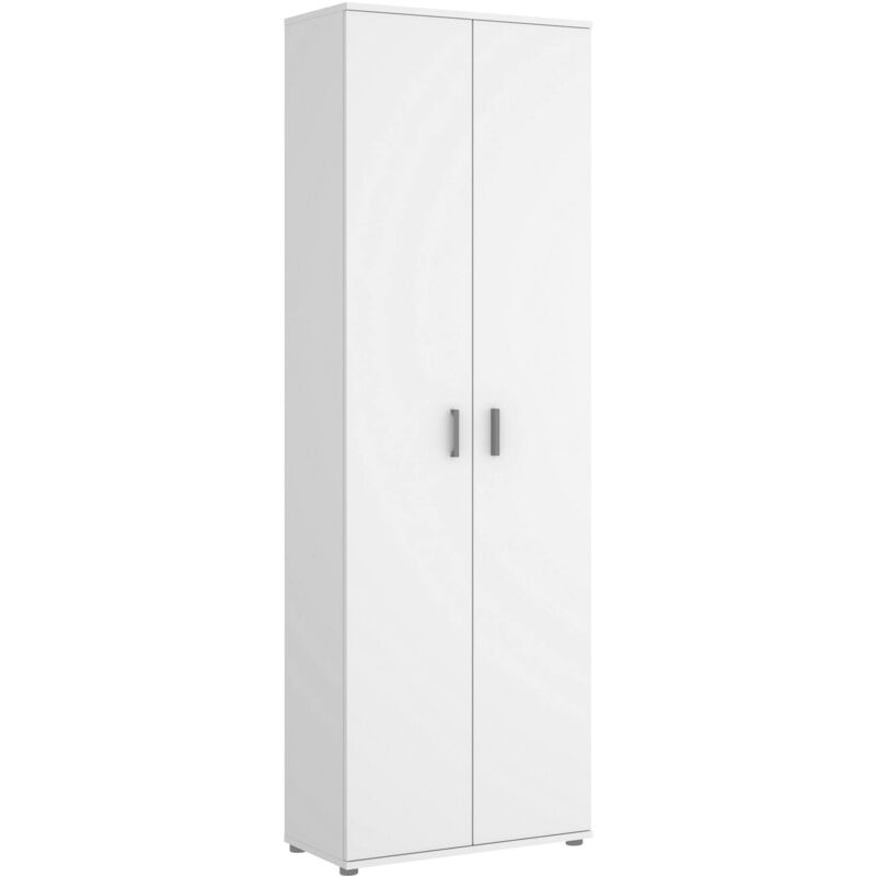 foto del prodotto armadio multiuso serro, mobile multifunzione portascarpe, guardaroba a 2 ante, 61x35h190 cm, bianco, con imballo rinforzato dmora