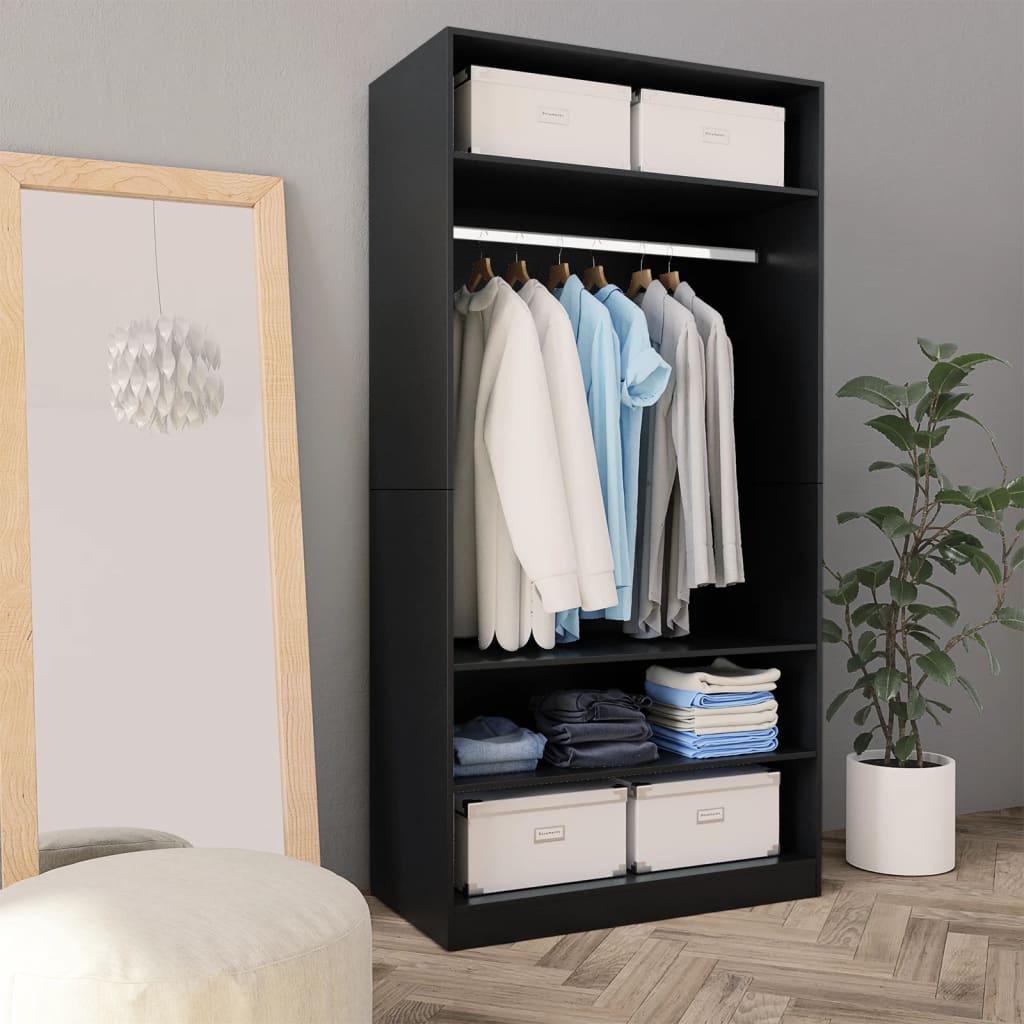 foto del prodotto armadio nero 100x50x200 cm in truciolato cod mxl 73603