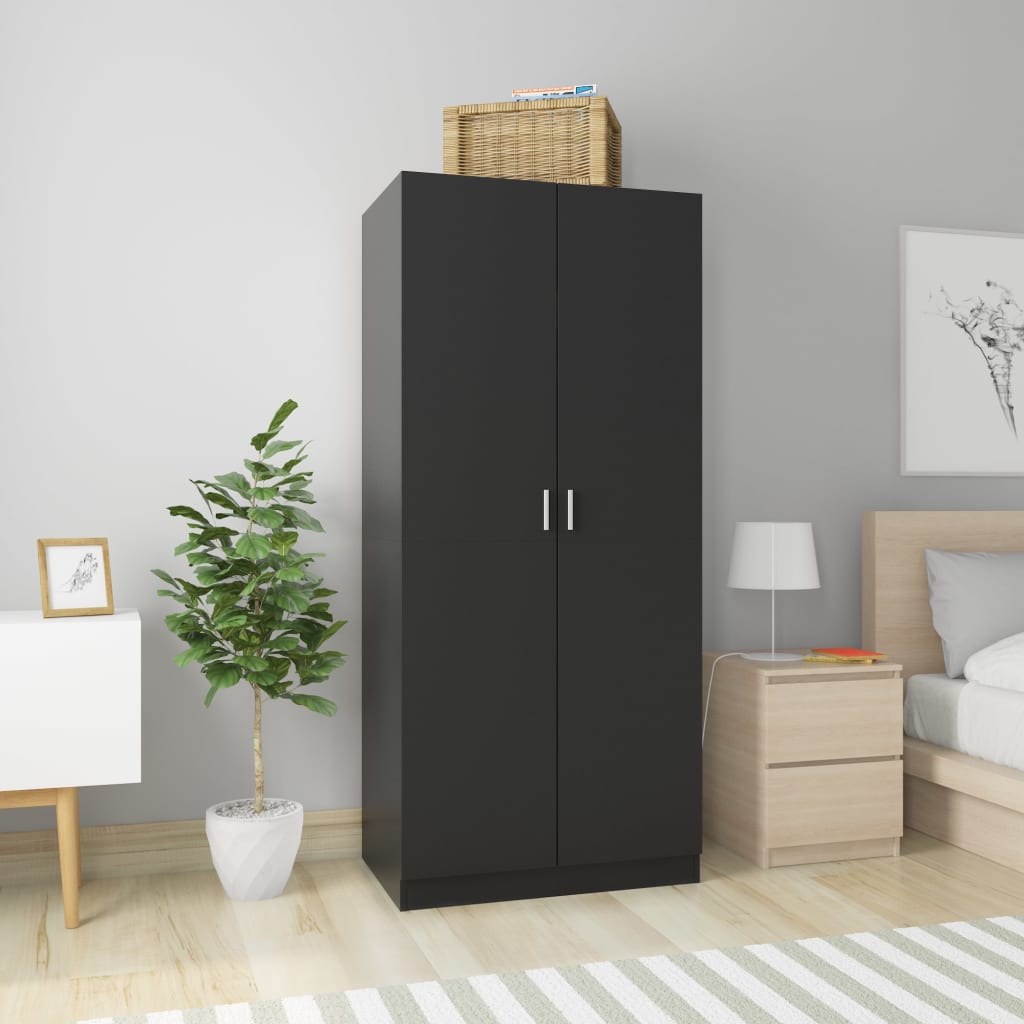 foto del prodotto armadio nero 80x52x180 cm in legno multistrato vidaxl