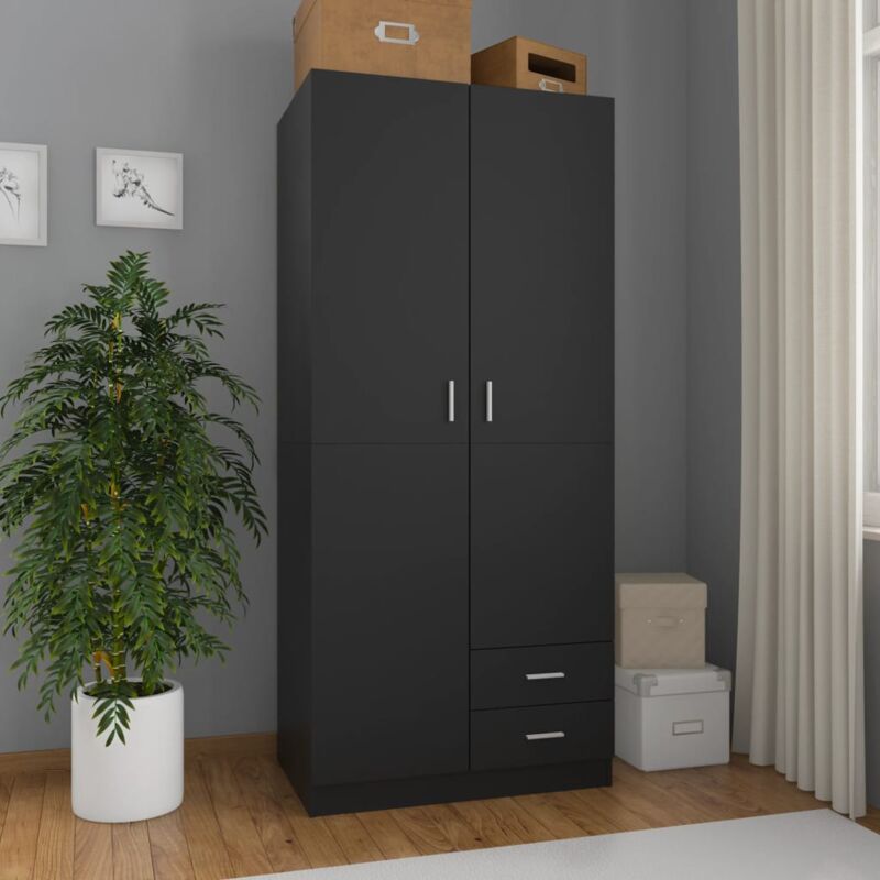 foto del prodotto armadio nero 80x52x180 cm in legno multistrato vidaxl
