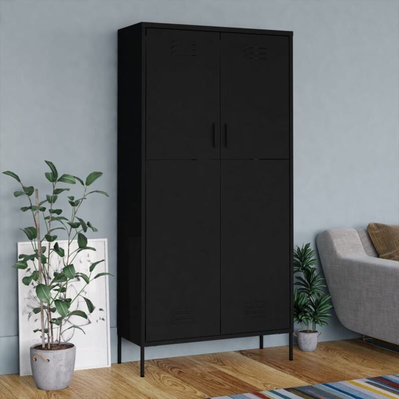 foto del prodotto armadio nero 90x50x180 cm in acciaio vidaxl