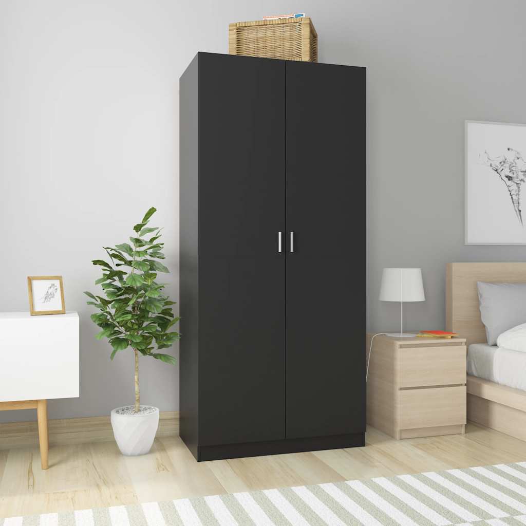 foto del prodotto armadio nero 90x52x200 cm in legno multistratocod mxl 82237