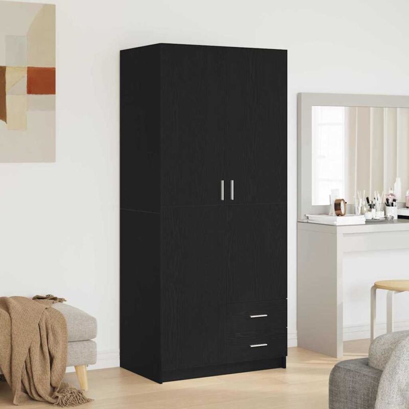 foto del prodotto armadio nero rovere 80x52x180 cm in legno ingegnerizzato vidaxl