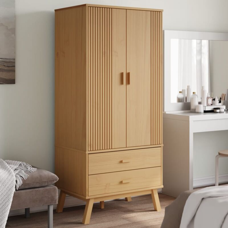 foto del prodotto armadio olden marrone 76,5x53x172 cm in legno massello di pino vidaxl