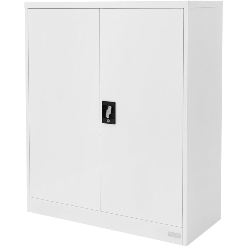 foto del prodotto armadio per archiviazione con serratura nero 90x40x109 cm acciaio schedario 3 ripiani regolabili in altezza armadio per ufficio a 2 ante mobiletto