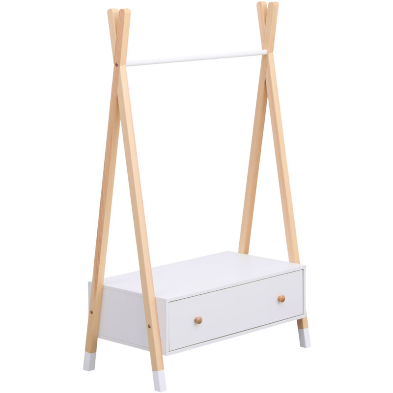 foto del prodotto armadio per bambini in legno e bianco con cassetto lou