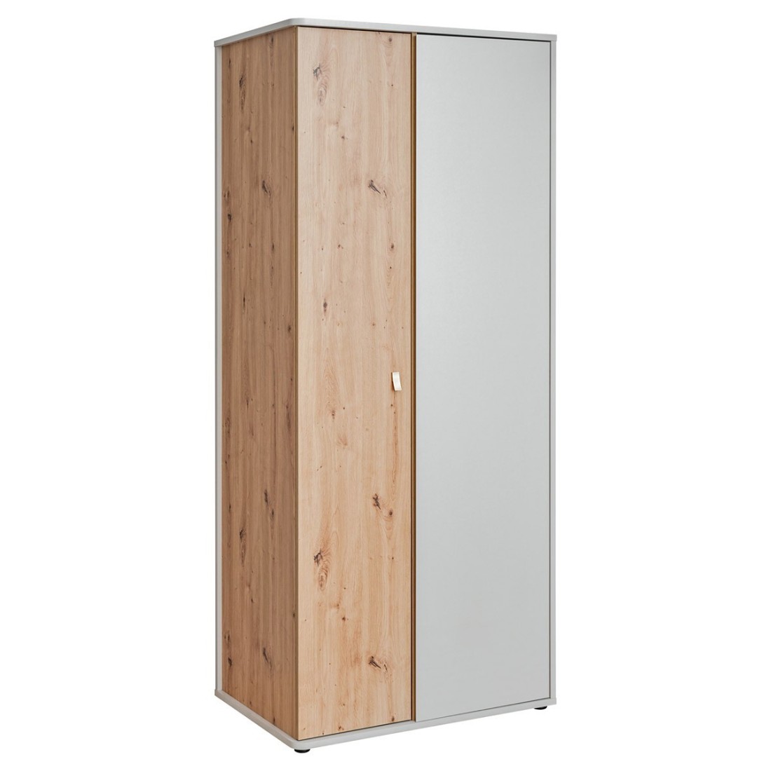 foto del prodotto armadio per camera da bambino design color rovere e grigio con 2 ante a battente collezione bibou.