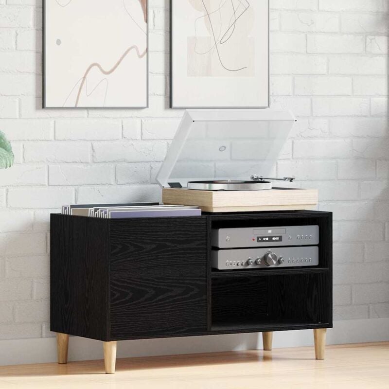 foto del prodotto armadio per dischi vidaxl nero rovere 84,5x38x48 cm legno ingegnerizzato